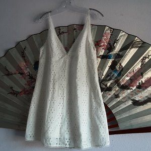 White eyelet mini dress